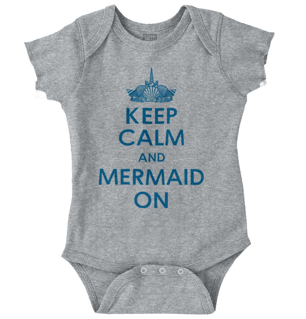Keep Calm Mermaid On Romper Bodysuit-Direct To Garment Print-Brisco Baby