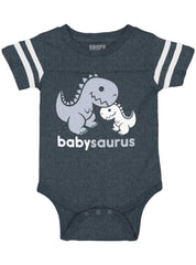 Babysaurus Rex Football Romper Bodysuit-Direct To Garment Print-Brisco Baby