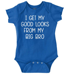 Good Looks From My Big Bro Romper Bodysuit-Direct To Garment Print-Brisco Baby