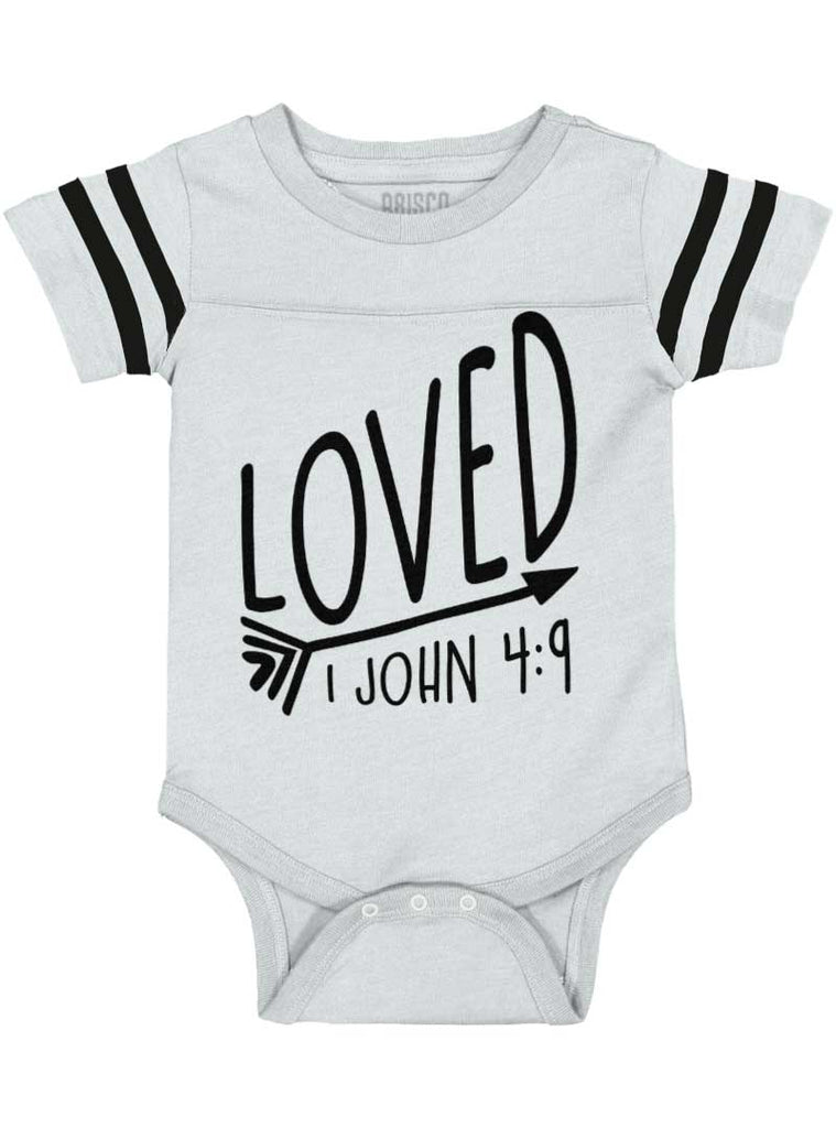 Loved Football Romper Bodysuit-Direct To Garment Print-Brisco Baby