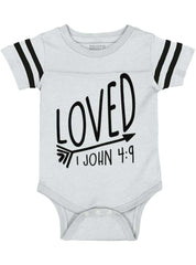 Loved Football Romper Bodysuit-Direct To Garment Print-Brisco Baby