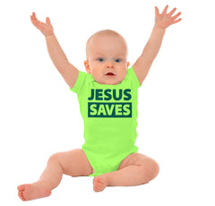 Jesus Saves Romper Bodysuit-Direct To Garment Print-Brisco Baby