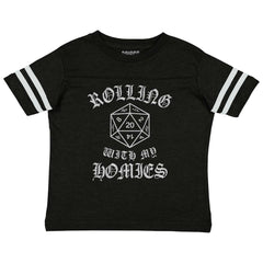 Rolling With My Homies Dungeons Toddler Football Jersey Tee-Direct To Garment Print-Brisco Baby