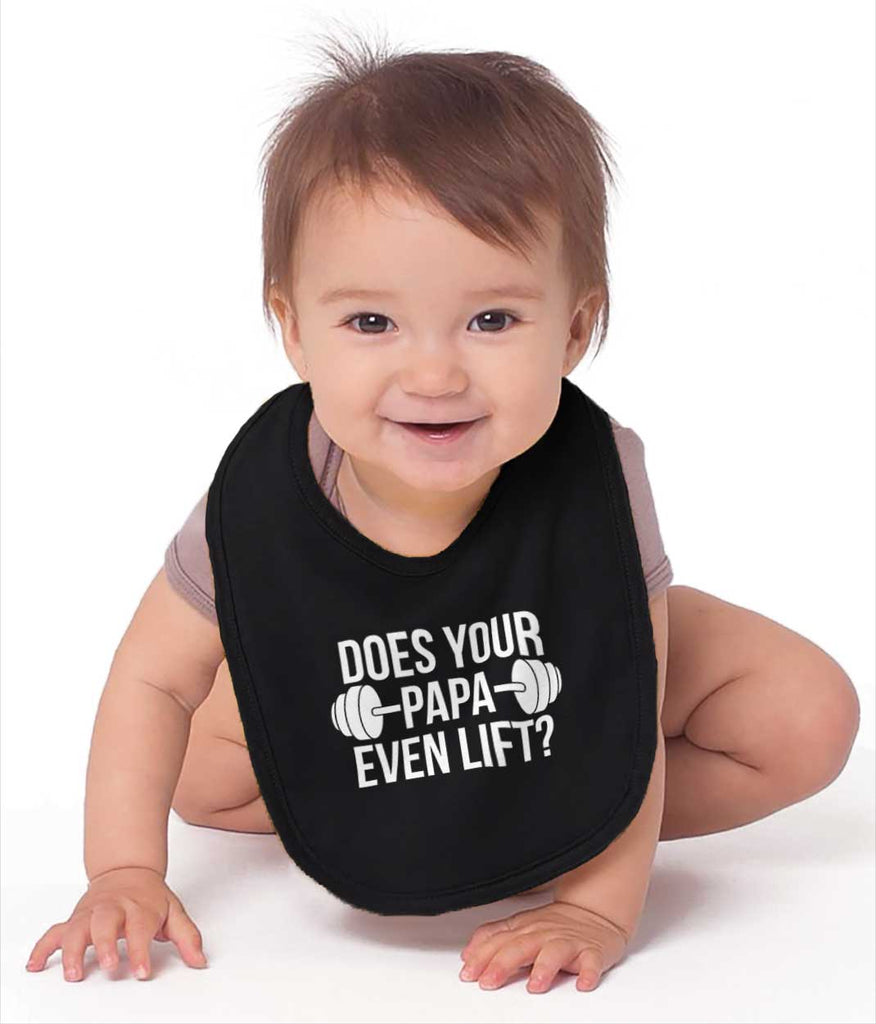 Does Your Papa Lift? Infant Baby Bib-Direct To Garment Print-Brisco Baby