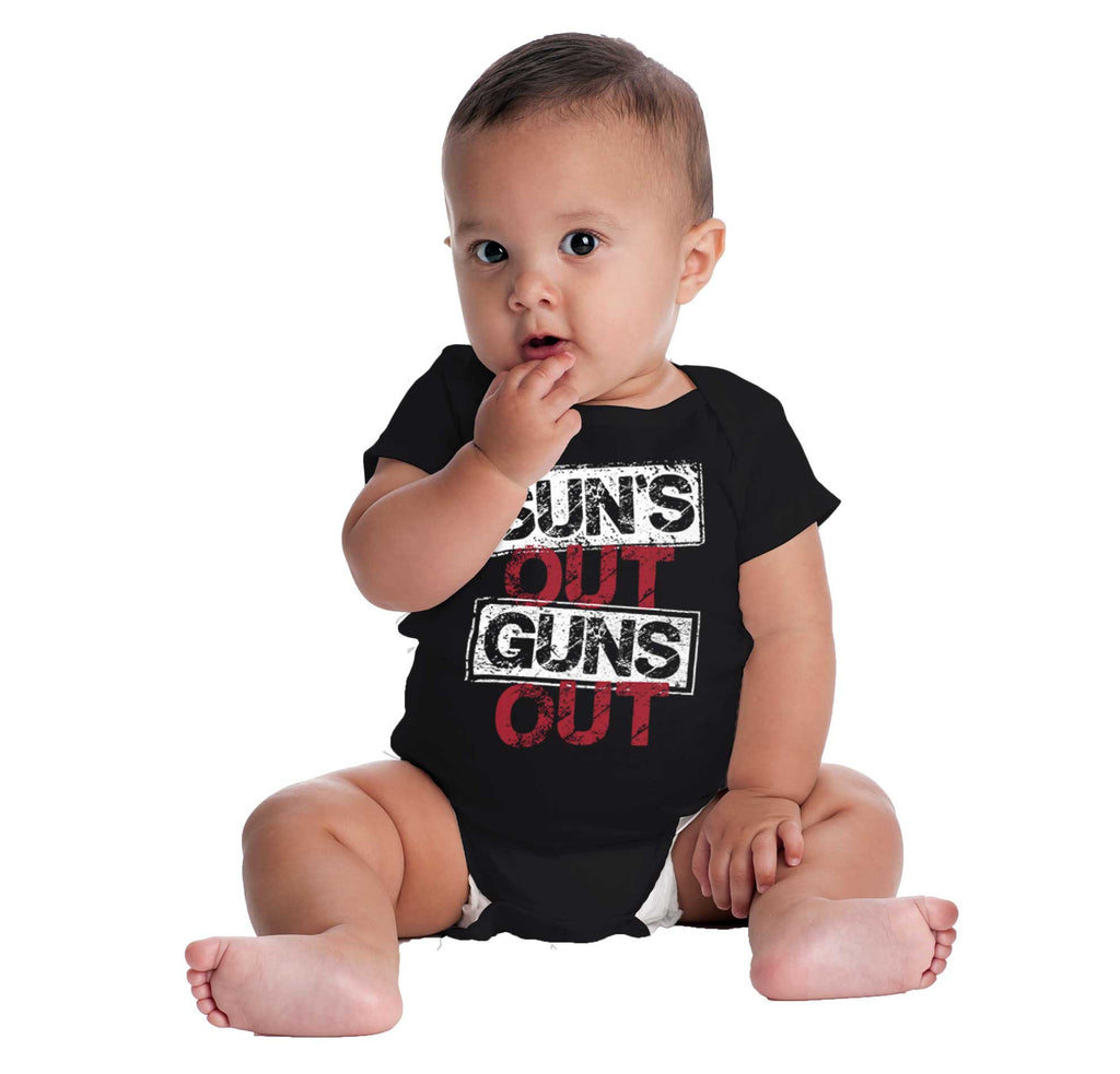 Guns Out Romper Bodysuit-Direct To Garment Print-Brisco Baby