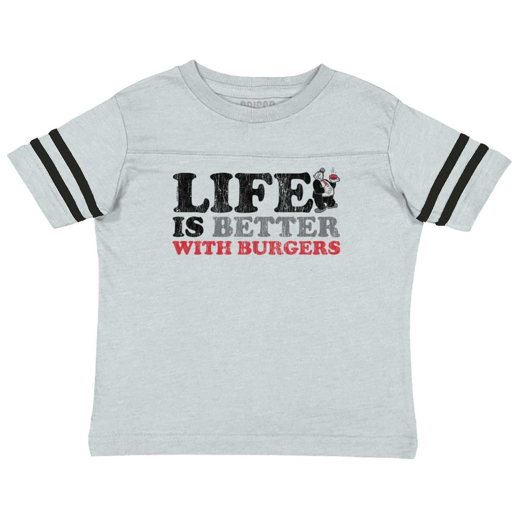 Better With Burgers Toddler Football Jersey Tee-Direct To Garment Print-Brisco Baby