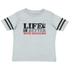 Better With Burgers Toddler Football Jersey Tee-Direct To Garment Print-Brisco Baby