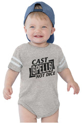 Cast Spells Not Dice Dungeons Football Romper Bodysuit-Direct To Garment Print-Brisco Baby