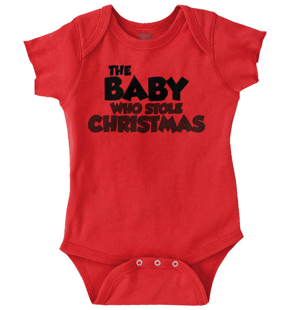 Baby Who Stole Christmas Romper Bodysuit-Direct To Garment Print-Brisco Baby