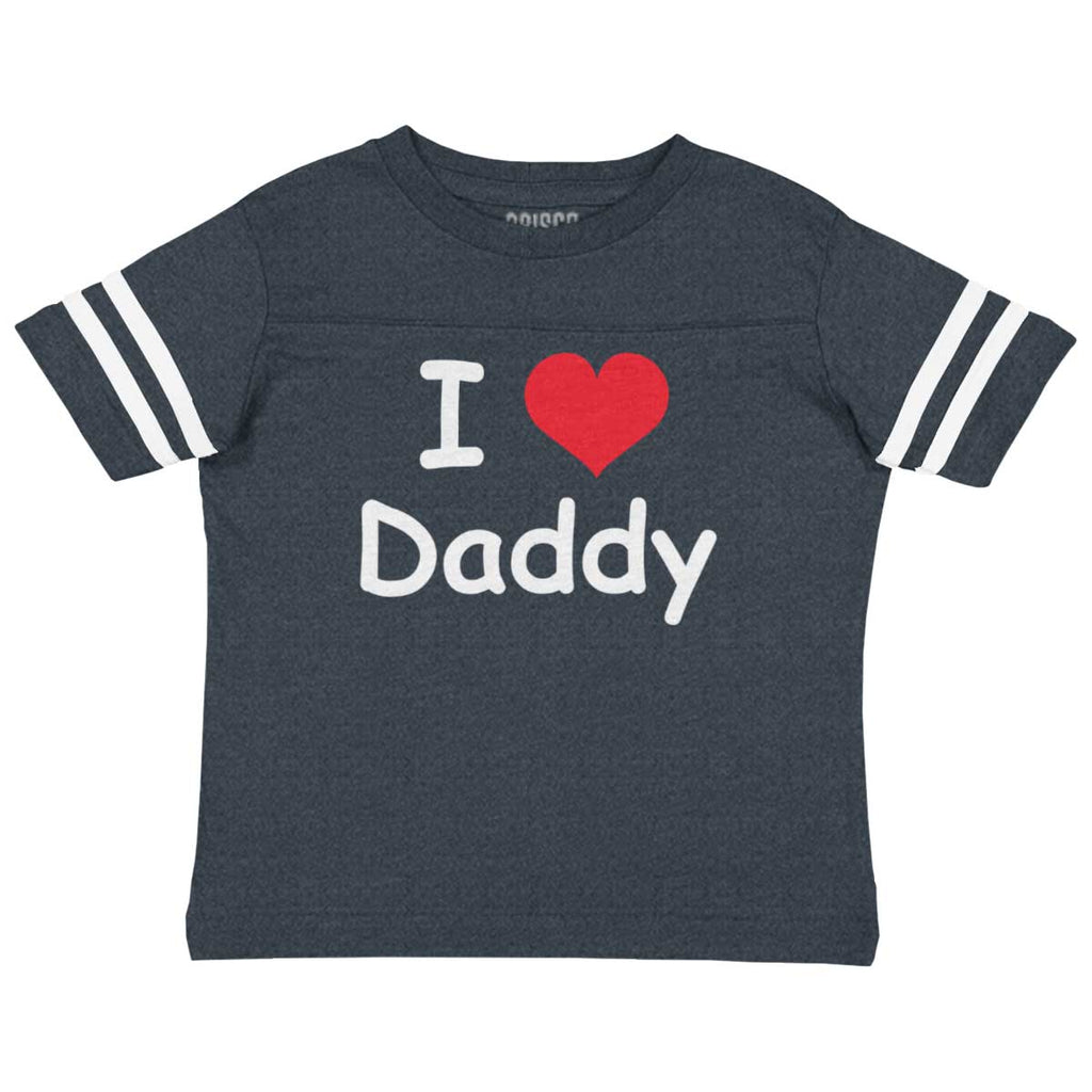 I Heart Daddy Toddler Football Jersey Tee-Direct To Garment Print-Brisco Baby