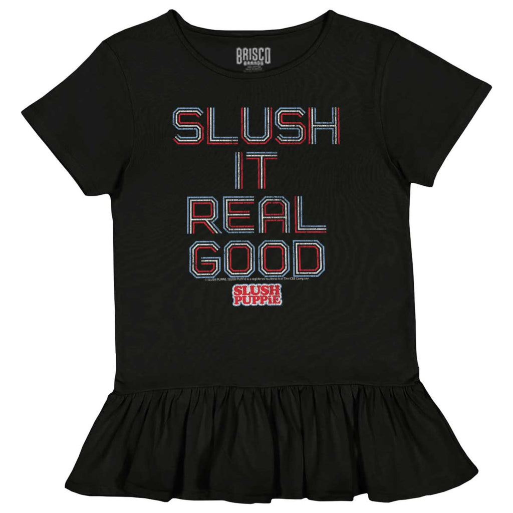 Slush It Real Good Toddler Ruffle Bottom Tee-Direct To Garment Print-Brisco Baby