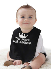 The Prince Has Arrived Infant Baby Bib-Direct To Garment Print-Brisco Baby