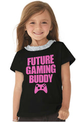 Future Gaming Buddy Toddler Ruffled Trim T-Shirt-Direct To Garment Print-Brisco Baby