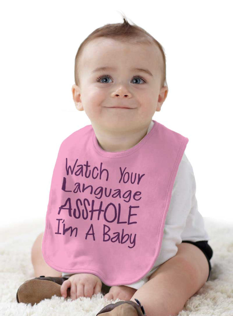 Watch The Language Infant Baby Bib-Direct To Garment Print-Brisco Baby