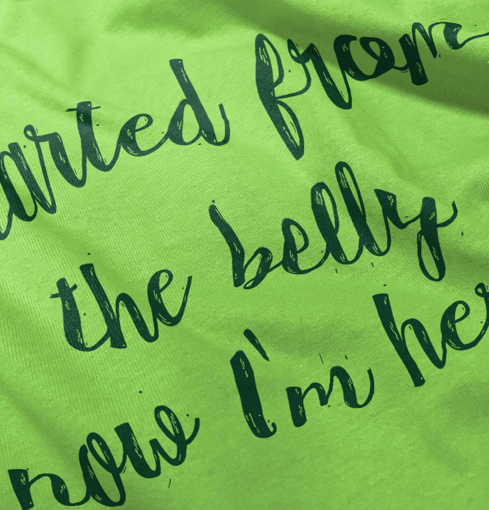 Started From The Belly Romper Bodysuit-Direct To Garment Print-Brisco Baby