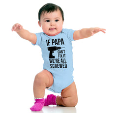 Papa Can't Fix We're Screwed Romper Bodysuit-Direct To Garment Print-Brisco Baby