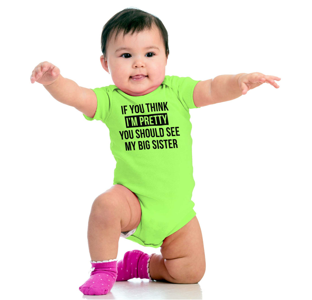 Pretty Big Sister Romper Bodysuit-Direct To Garment Print-Brisco Baby