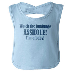 Watch The Language Infant Baby Bib-Direct To Garment Print-Brisco Baby