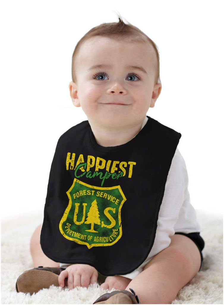 Happiest Camper Infant Baby Bib-Direct To Garment Print-Brisco Baby