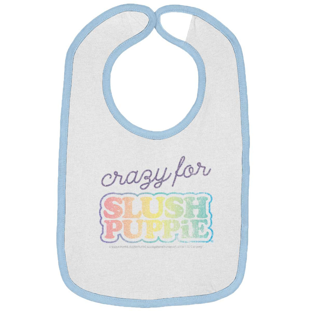 Crazy For Slush Puppie Trimmed Colored Velcro Bib-Direct To Garment Print-Brisco Baby