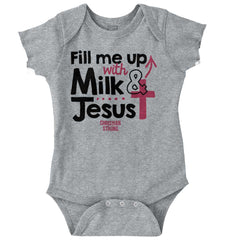 Milk And Jesus Romper Bodysuit-Direct To Garment Print-Brisco Baby
