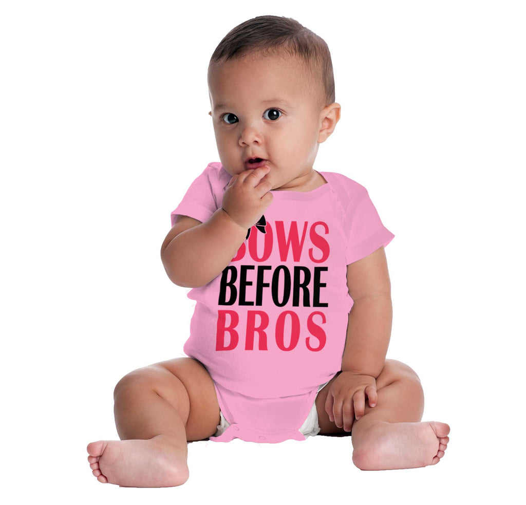 Bows Before Bros Romper Bodysuit-Direct To Garment Print-Brisco Baby