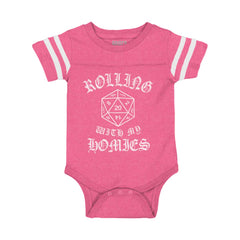 Rolling With My Homies Dungeons Football Romper Bodysuit-Direct To Garment Print-Brisco Baby