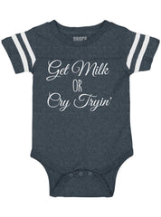 Get Milk Football Romper Bodysuit-Direct To Garment Print-Brisco Baby