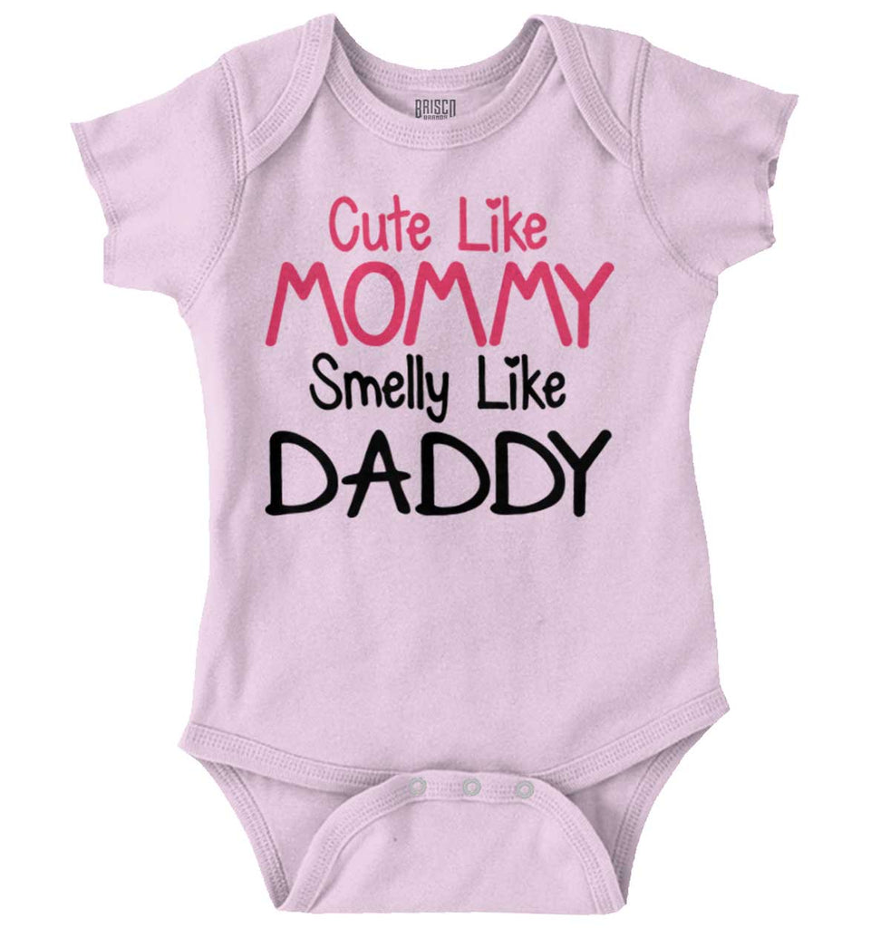 Cute Mommy Smelly Daddy Romper Bodysuit-Direct To Garment Print-Brisco Baby