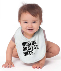 Worlds Okayest Niece Infant Baby Bib-Direct To Garment Print-Brisco Baby