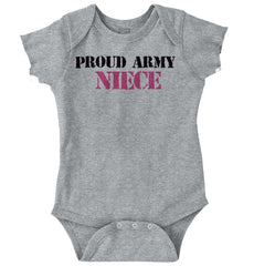 Proud Army Niece Romper Bodysuit-Direct To Garment Print-Brisco Baby