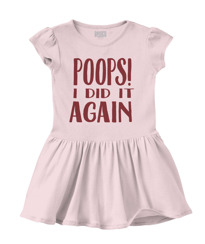Poops I Did It Again Solid Baby Infant Dress-Direct To Garment Print-Brisco Baby