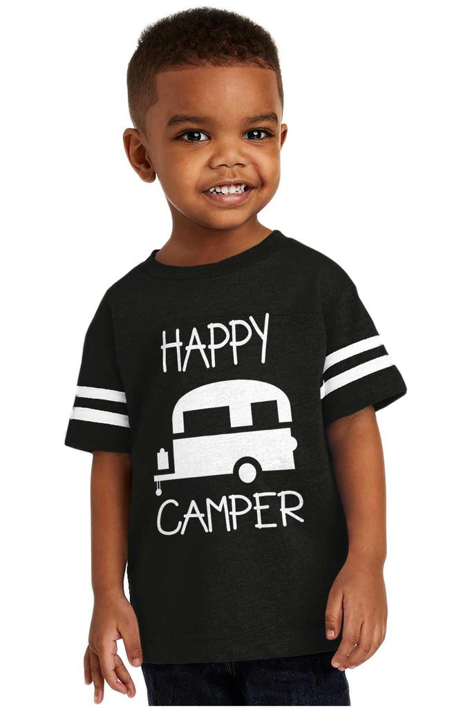 Happy Camper Toddler Football Jersey Tee-Direct To Garment Print-Brisco Baby