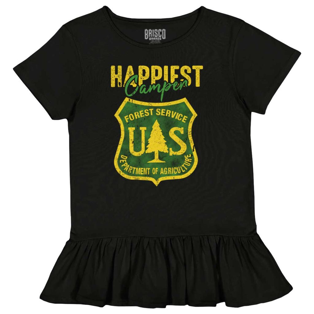 Happiest Camper Toddler Ruffle Bottom Tee-Direct To Garment Print-Brisco Baby