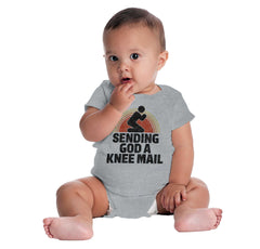 Sending God A Knee Mail Romper Bodysuit-Direct To Garment Print-Brisco Baby