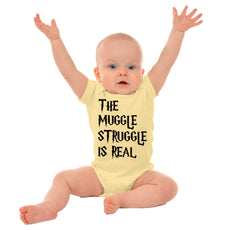 Muggle Struggle Is Real Romper Bodysuit-Direct To Garment Print-Brisco Baby