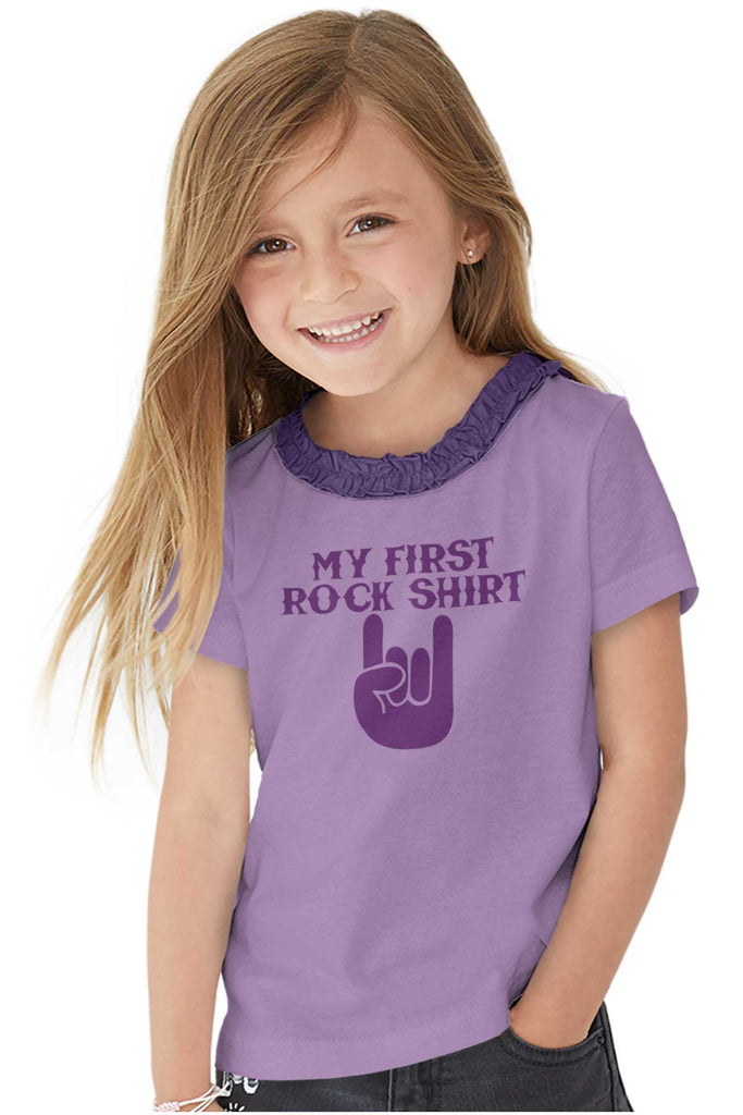 Rock Shirt Toddler Ruffled Trim T-Shirt-Direct To Garment Print-Brisco Baby