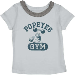 Popeye's Gym Toddler Ruffled Trim T-Shirt-Direct To Garment Print-Brisco Baby