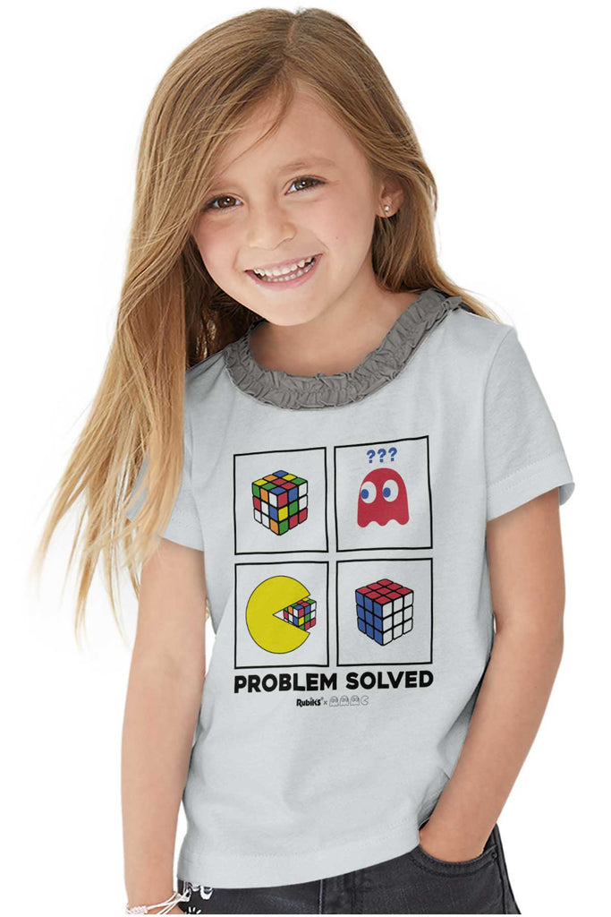 Problem Solved Toddler Ruffled Trim T-Shirt-Direct To Garment Print-Brisco Baby