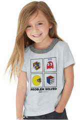 Problem Solved Toddler Ruffled Trim T-Shirt-Direct To Garment Print-Brisco Baby