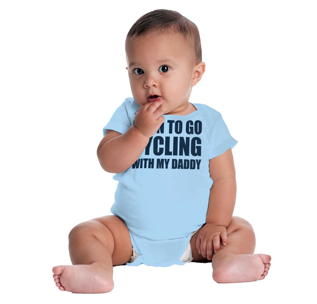 Cycling With Daddy Romper Bodysuit-Direct To Garment Print-Brisco Baby