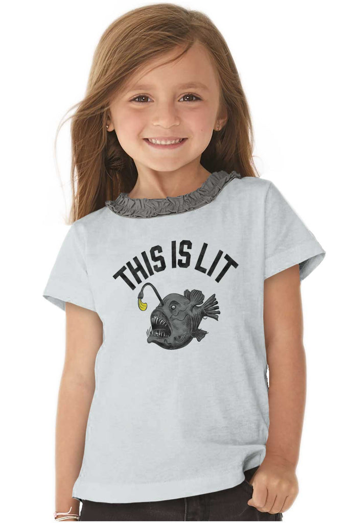 This Is Lit Ruffled Trim T-Shirt-Direct To Garment Print-Brisco Baby