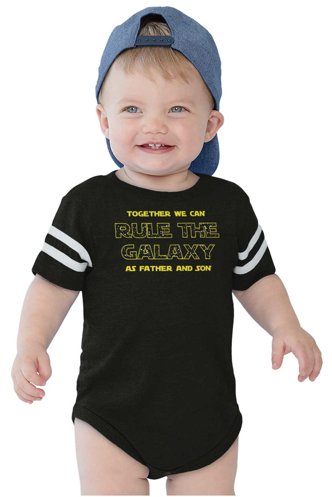 Rule The Galaxy Football Romper Bodysuit-Direct To Garment Print-Brisco Baby