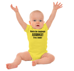 Watch The Language Romper Bodysuit-Direct To Garment Print-Brisco Baby