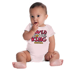 Loved By The King Trimmed Baby Bodysuit-Direct To Garment Print-Brisco Baby