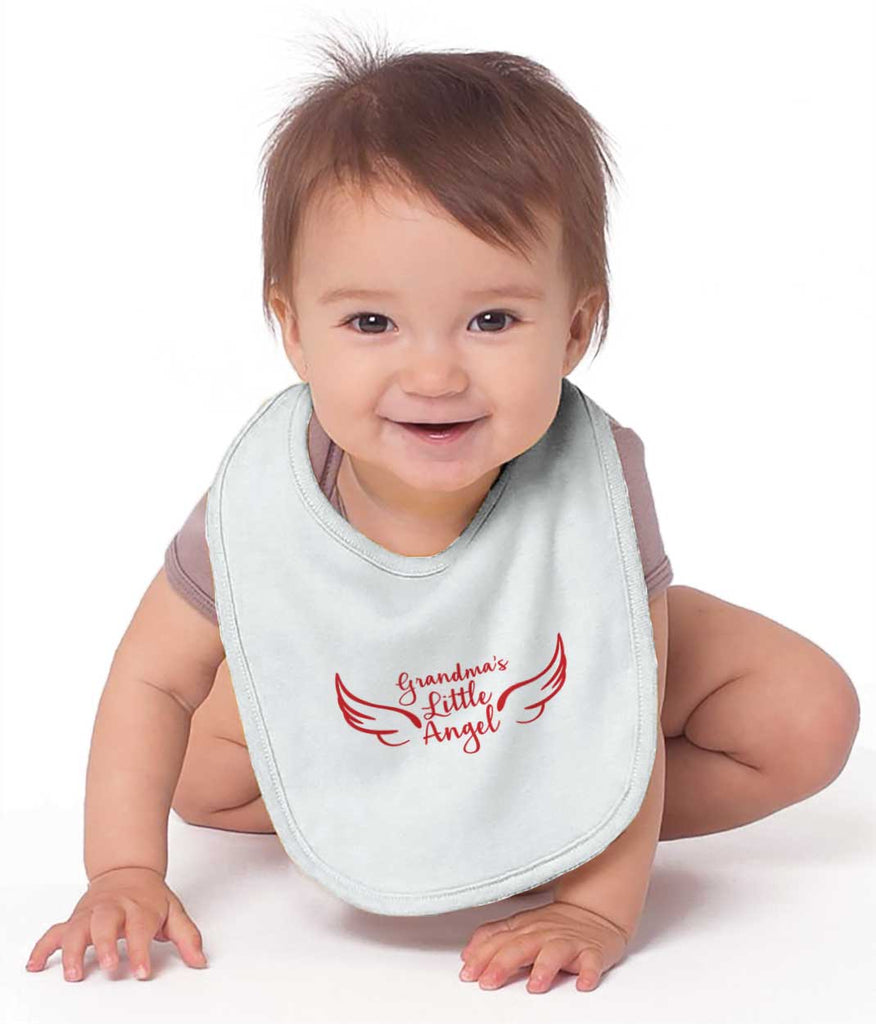 Grandma's Little Angel Infant Baby Bib-Direct To Garment Print-Brisco Baby