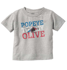 Popeye & Olive Infant Toddler T Shirt-Direct To Garment Print-Brisco Baby