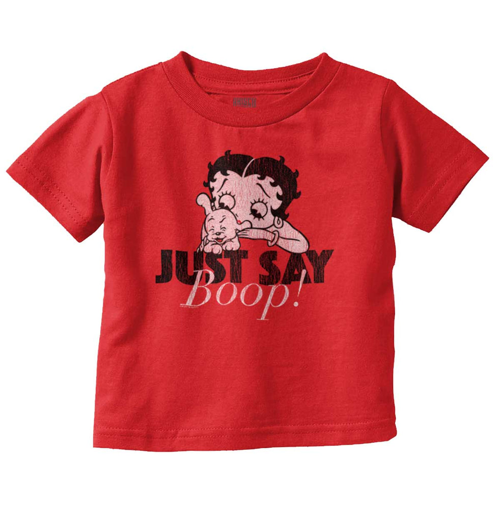 Just Say Boop Infant Toddler T Shirt-Direct To Garment Print-Brisco Baby