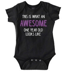 Awesome One Year Old Romper Bodysuit-Direct To Garment Print-Brisco Baby