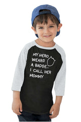 Hero Wears Badge Toddler Baseball-Direct To Garment Print-Brisco Baby